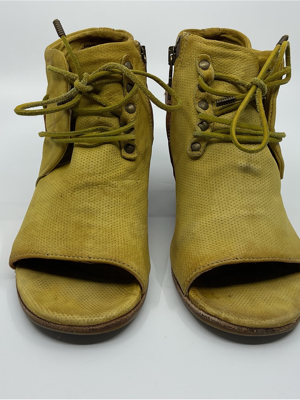 A.S.98 Olive Green Open-Toe Lace-Up Wedge Sandals - Picture 8 of 12